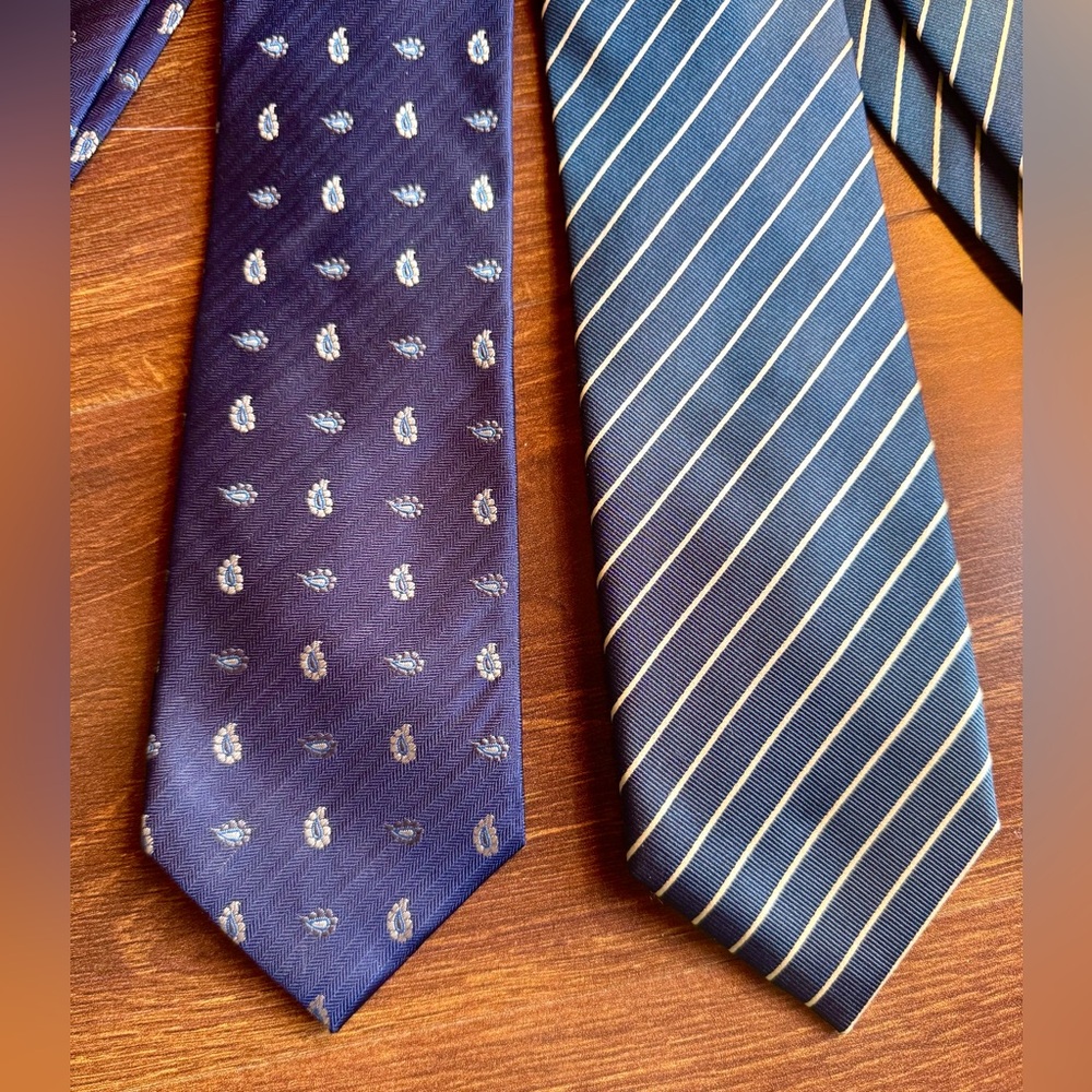 BUNDLE of 2 CAMICISSIMA Navy Paisley and Striped Silk Ties